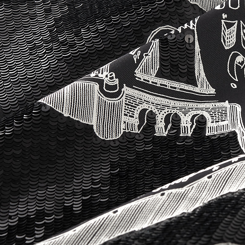 HERMÈS カレ90 LA CITÉ CAVALIÈRE La Cite Cavaliere la Nuit embroidered scarf 90 - Blue | Hermès